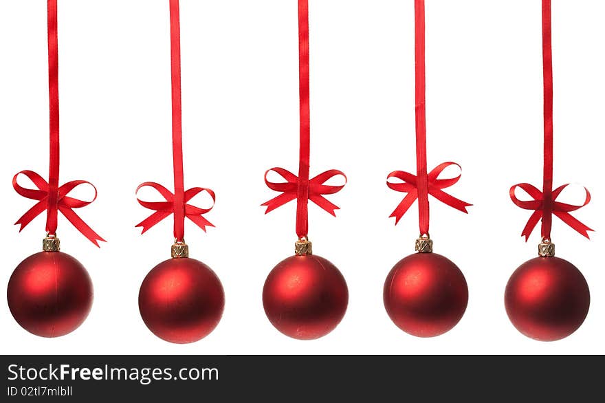 Christmas balls  with ribbons and bow