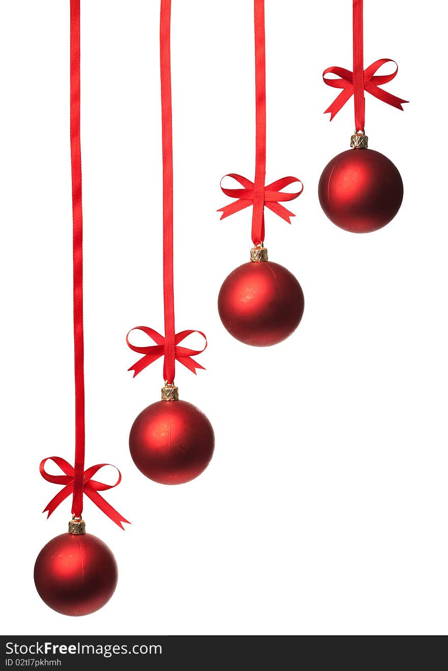 Christmas balls  with ribbons and bow