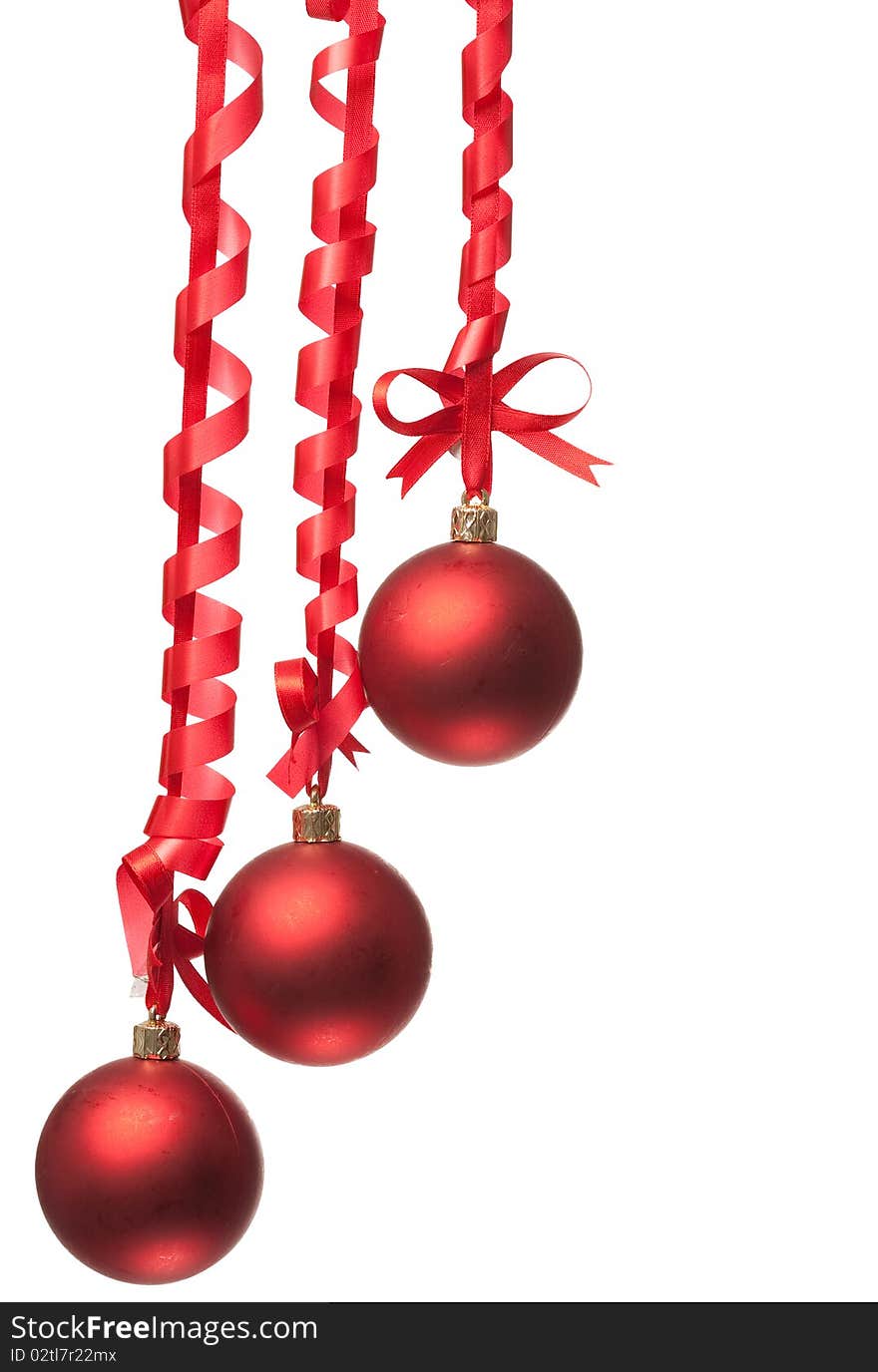 Christmas Balls  With Ribbons And Bow