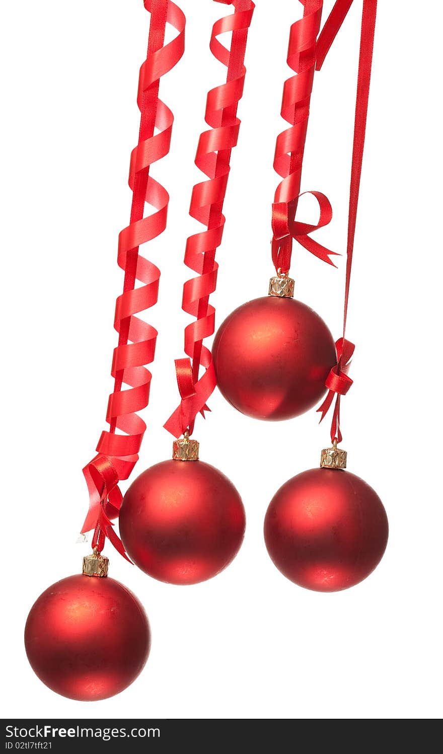 Christmas Balls  With Ribbons And Bow