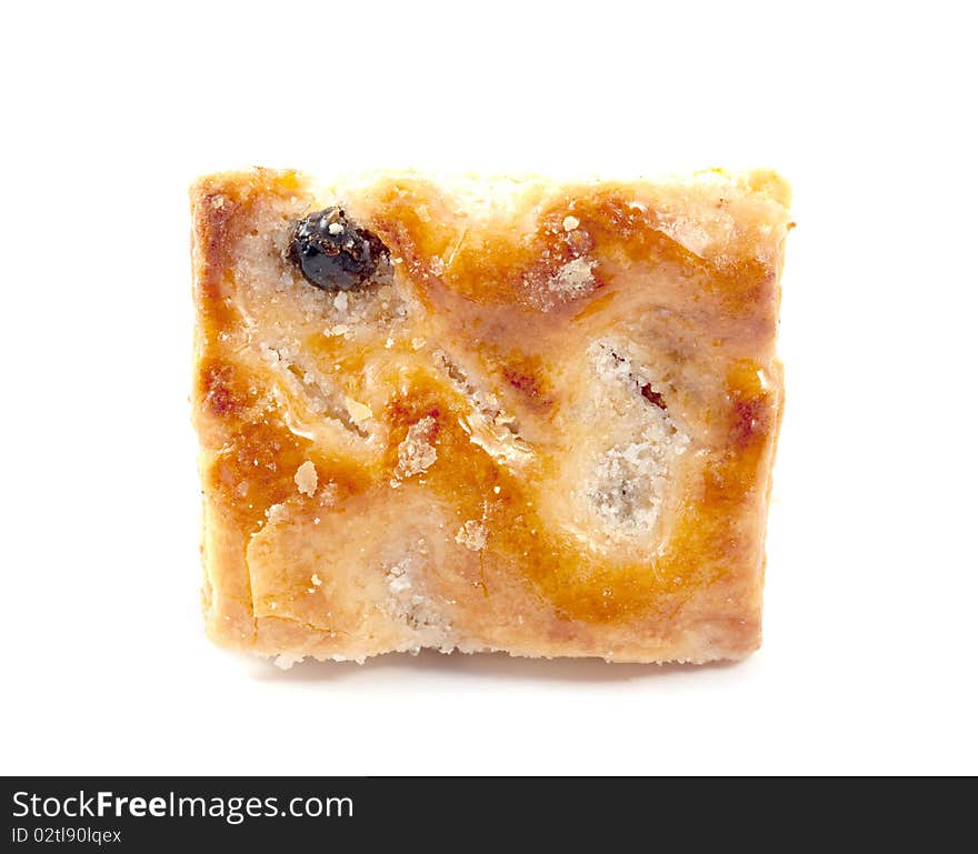 Cookies with raisins on a white background