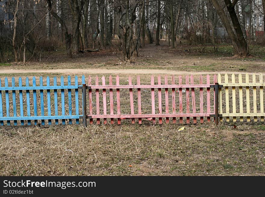 Wooden fence in a park