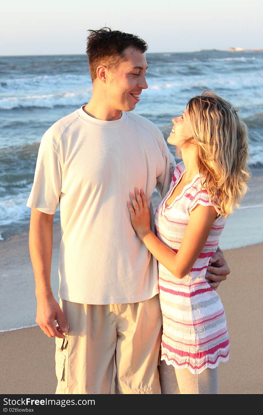 Couple in love near the sea