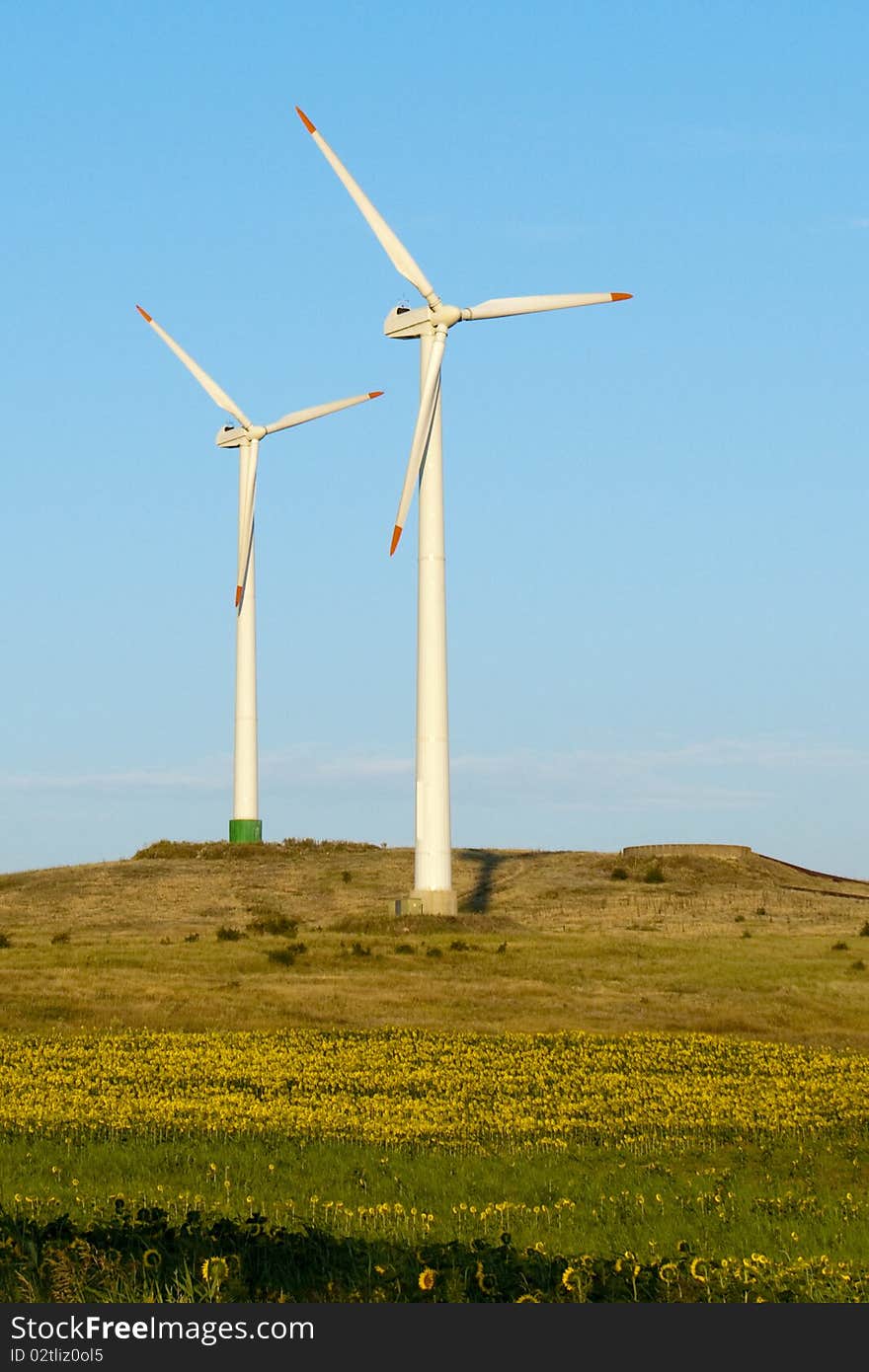 Wind Power Turbines on a Hill