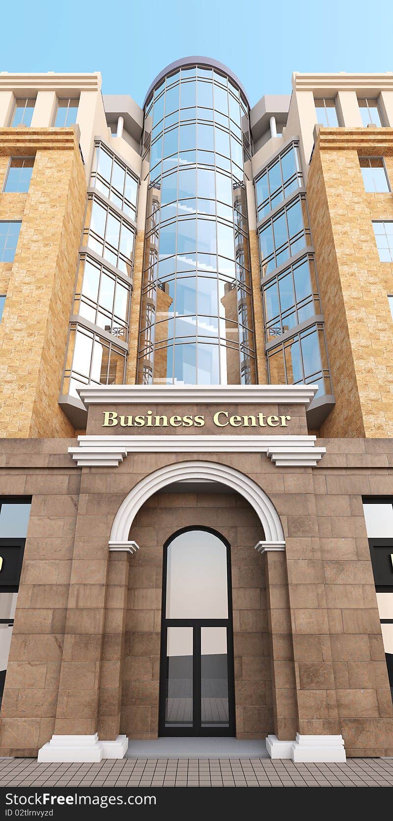 3D illustration of neoclassical business center building