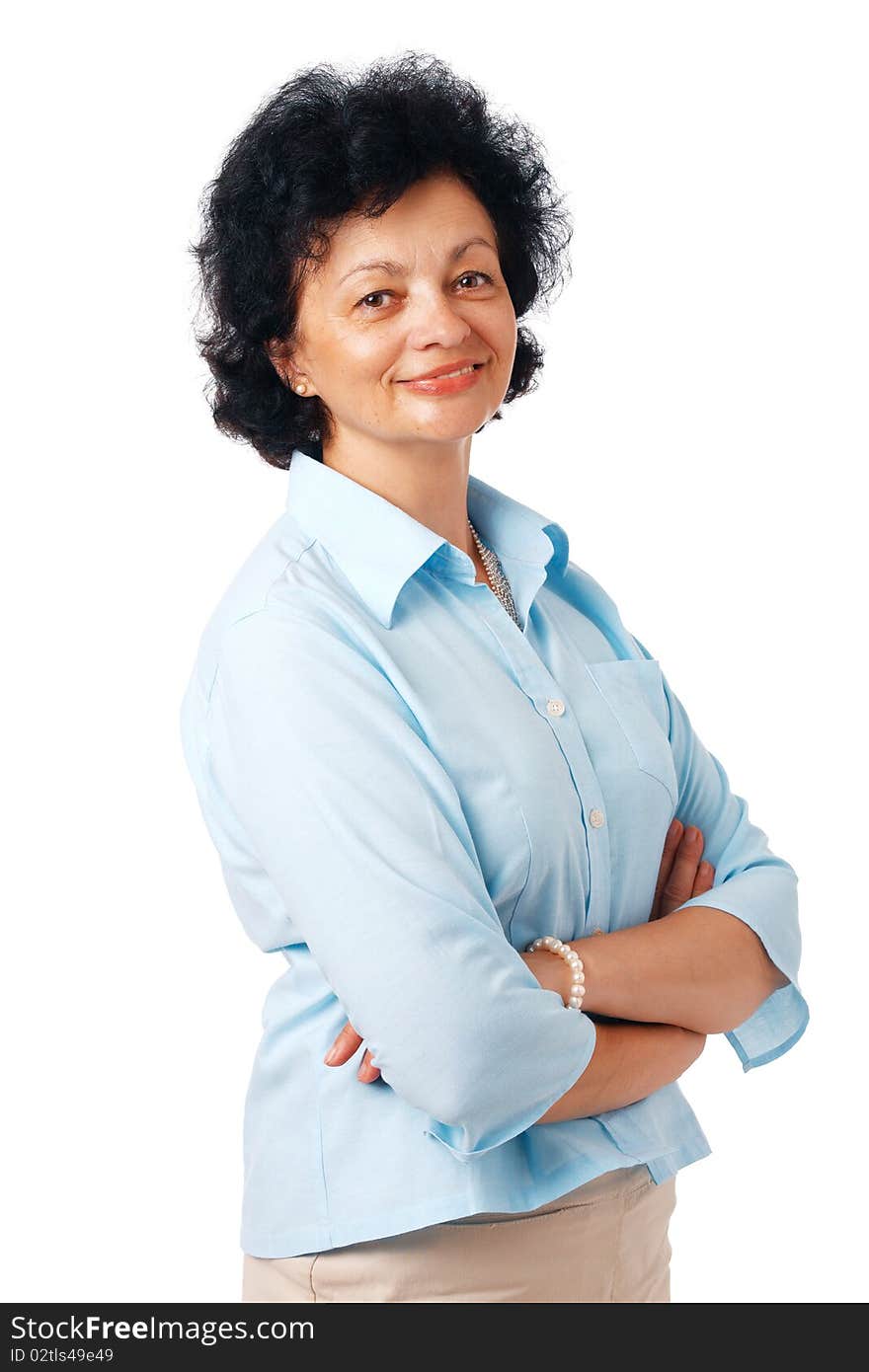 Confident senior woman standing over white background. Confident senior woman standing over white background