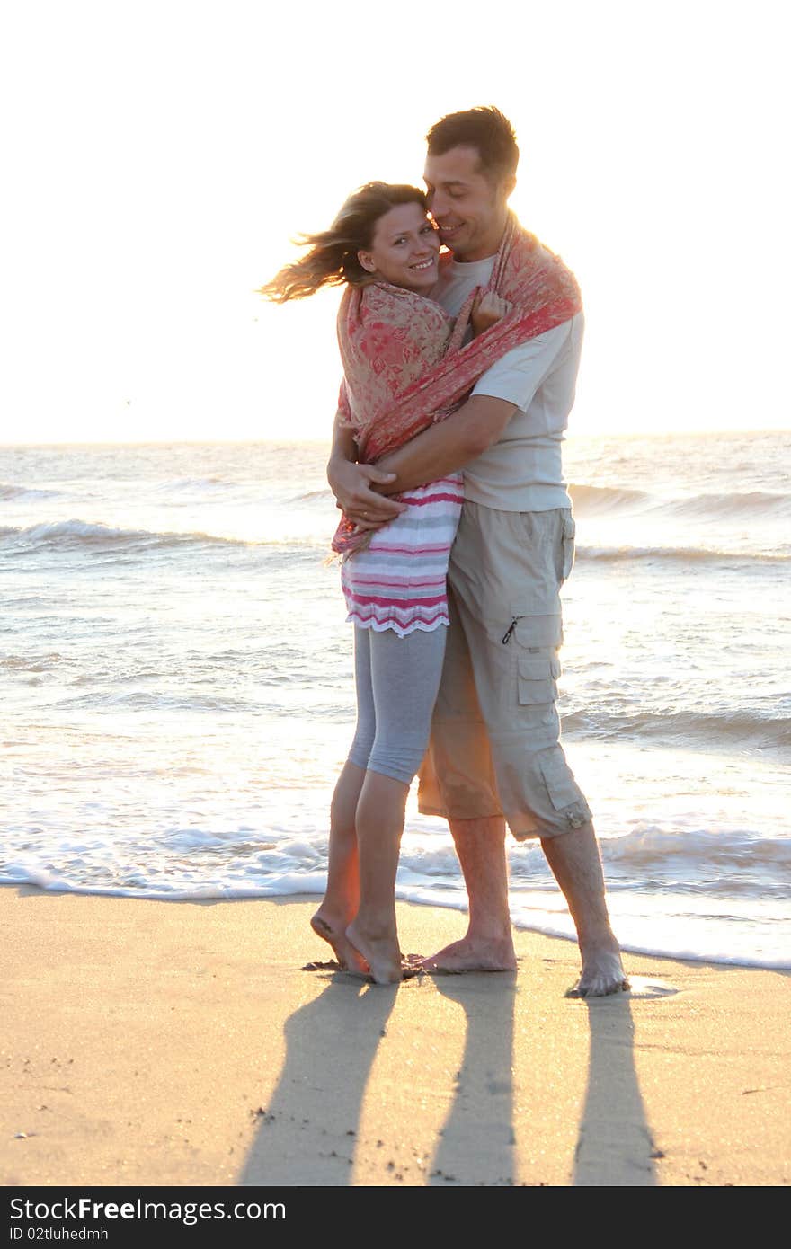 Loving couple  near the sea