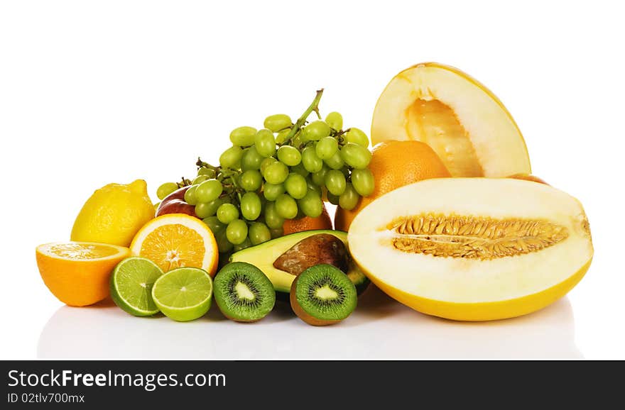 Plenty of fresh fruits on white background. Plenty of fresh fruits on white background