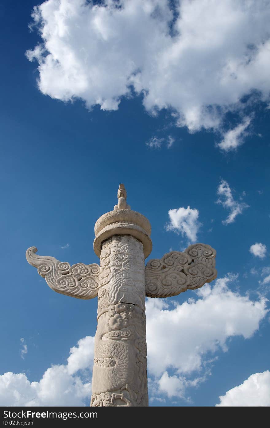 Ornamental columns erected in front of tian'an men. Ornamental columns erected in front of tian'an men