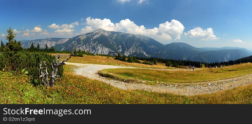 View at alpine mountain peaks - Raxalpe