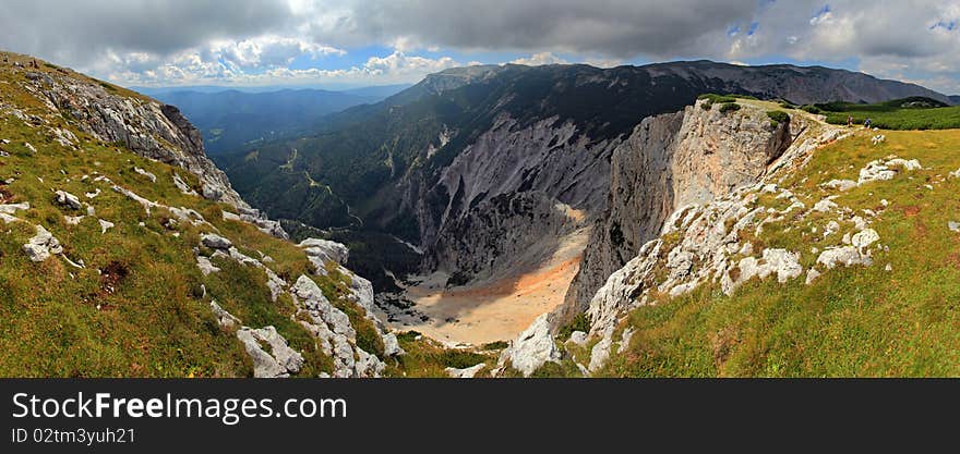 View at alpine mountain peaks - Raxalpe