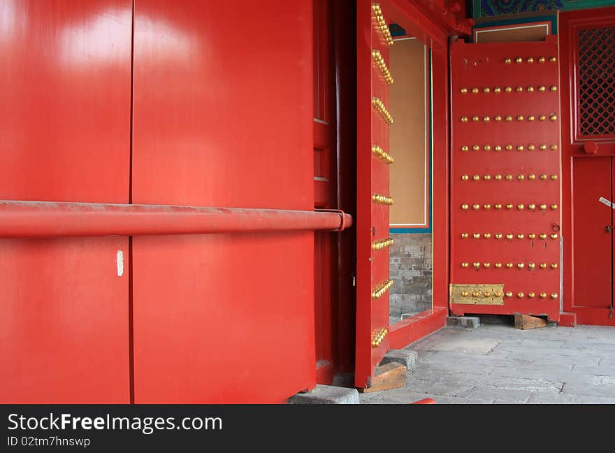 Red door and bolt Forbidden City