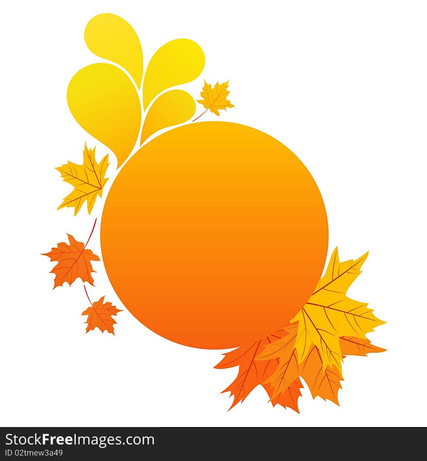 Autumnal Round Banner with Maple leaves. Autumnal Round Banner with Maple leaves