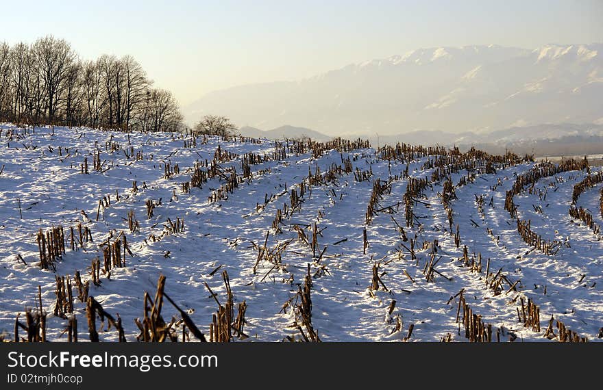 View of landscape with the snow -