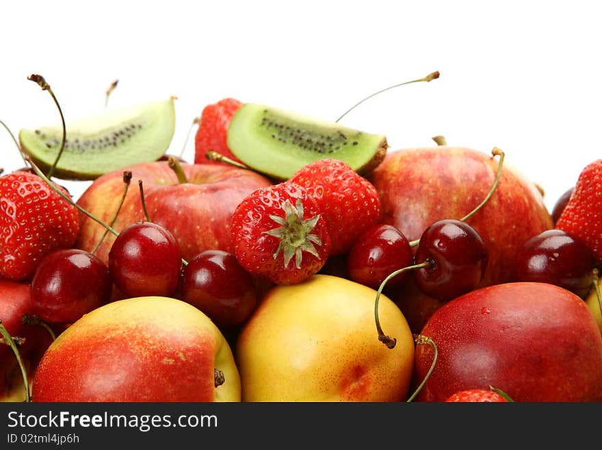 Fresh fruit on a white background