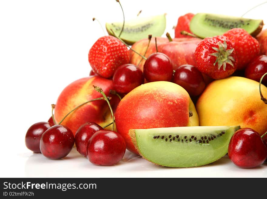 Fresh fruit on a white background