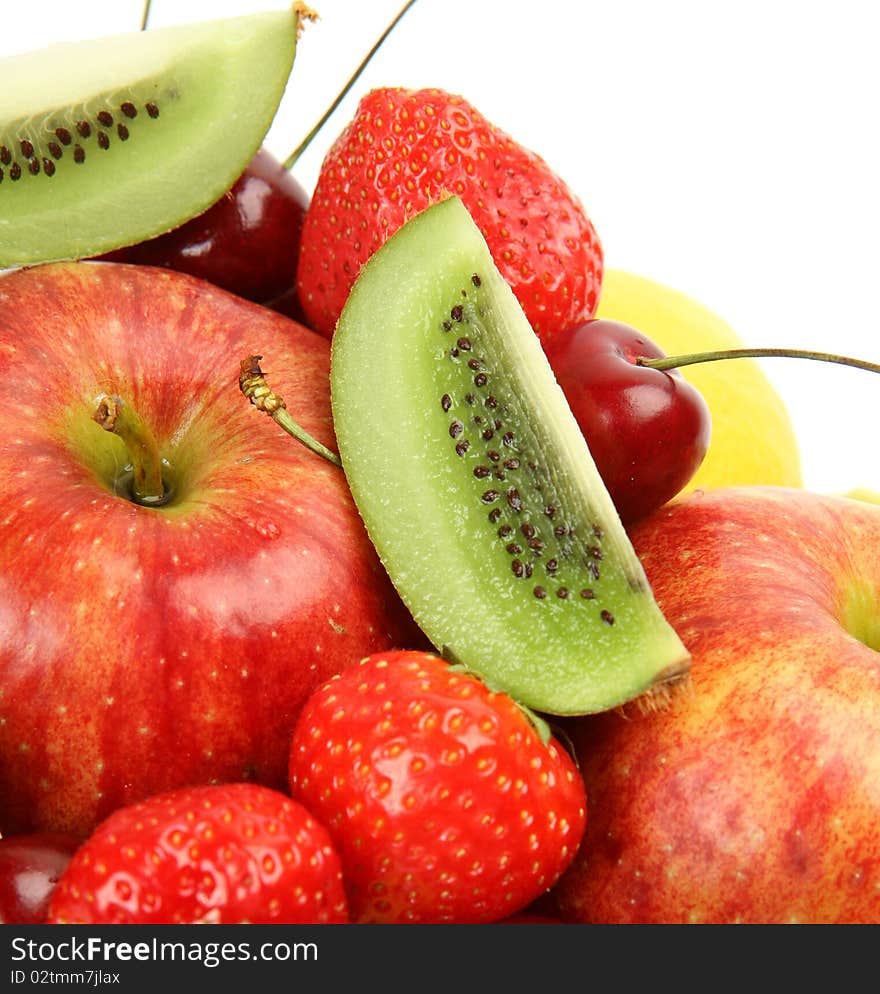 Fresh fruit on a white background