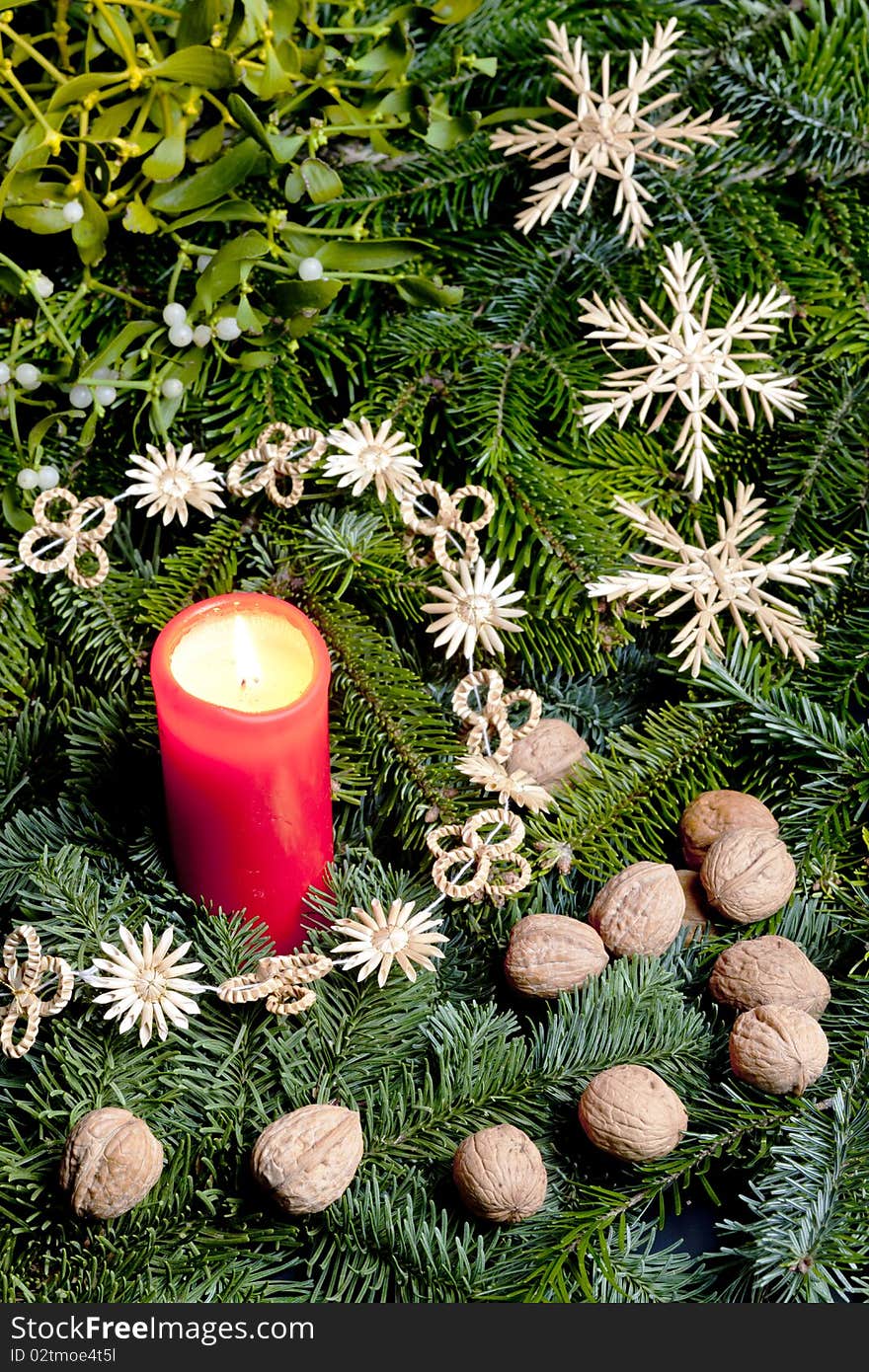 Christmas still life with a candle