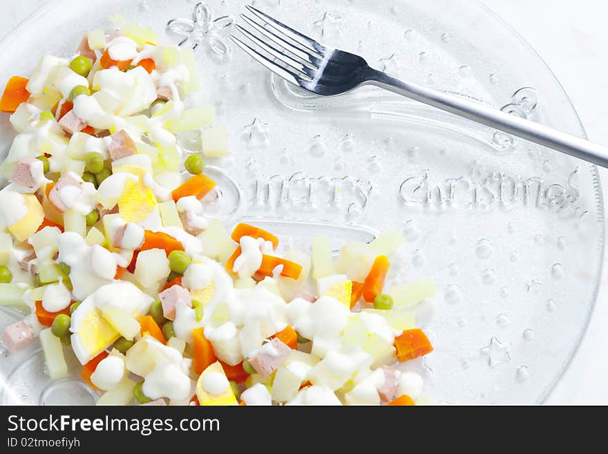 Traditional Czech Christmas potato salad