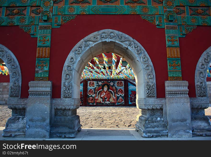 Red temple doors