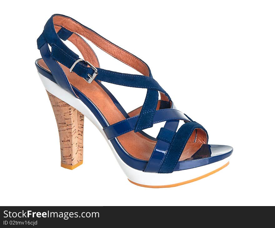 Stylish blue leather sandals