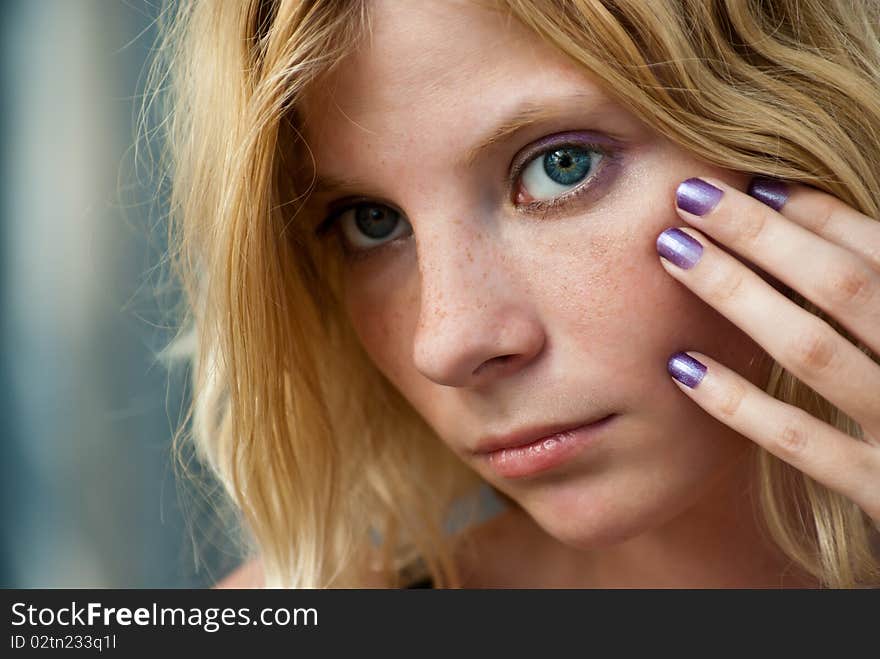 Closeup portrait of  beautiful caucasian blonde. Closeup portrait of  beautiful caucasian blonde.