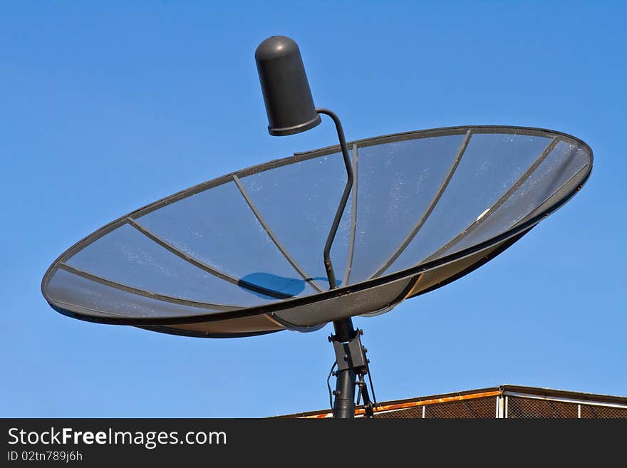 Satellite dish with blue sky