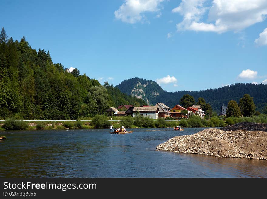 Village near a river , image was taken in Slovakia