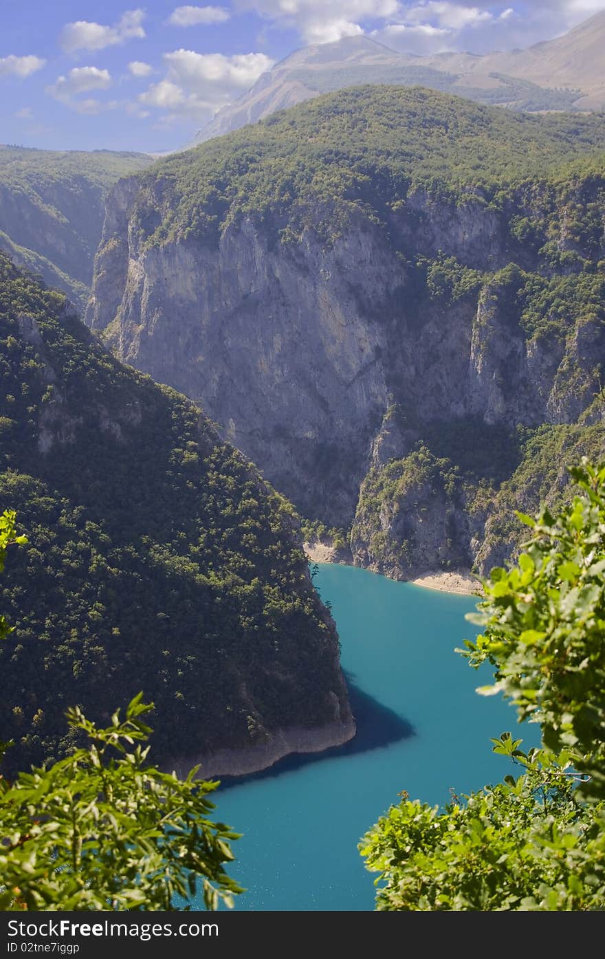 Blue lake in mountains, Pivsko Lake in Montenegro