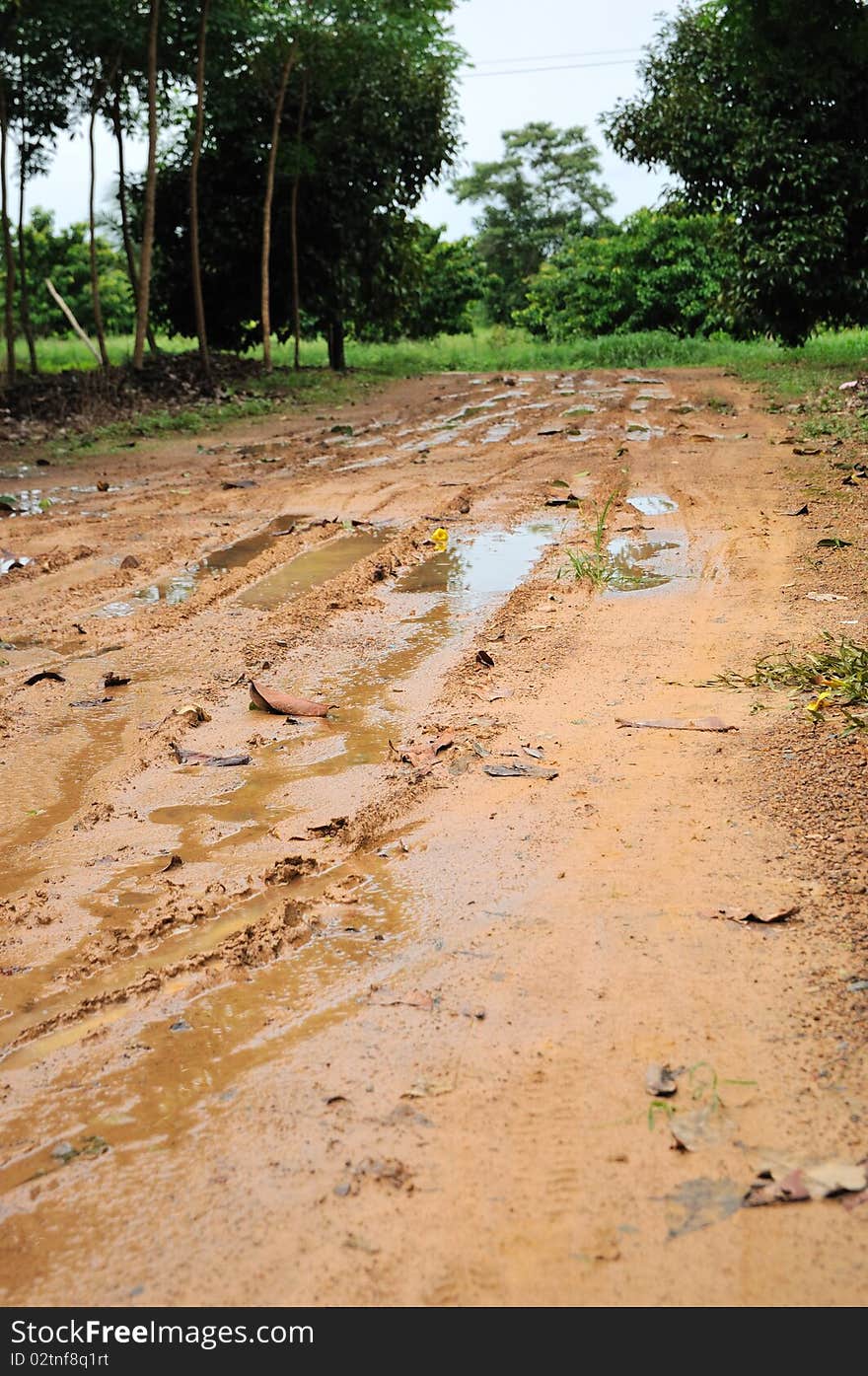 Rough surface on the countryside road. Rough surface on the countryside road