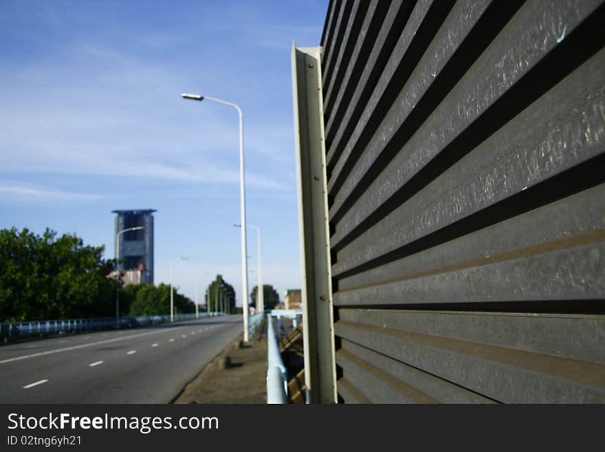 Protection on the edge of a bridge. Protection on the edge of a bridge