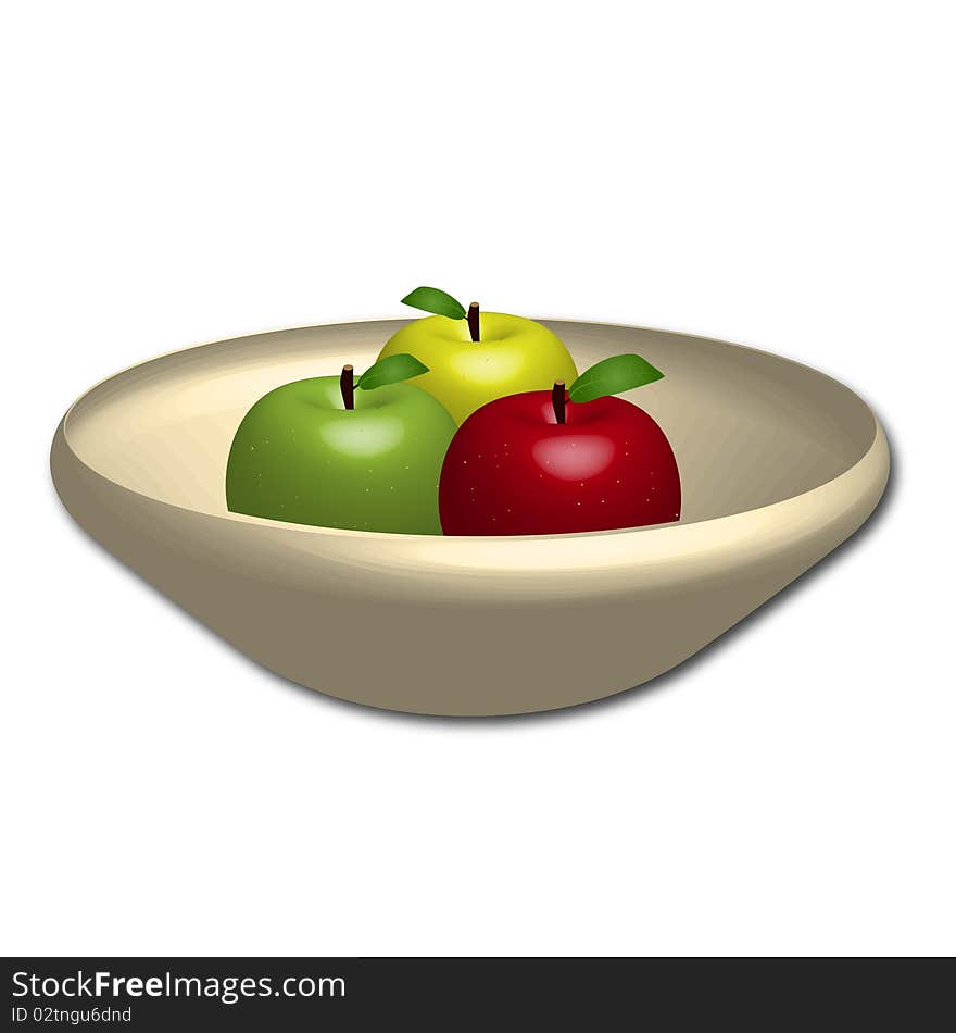 Image of a bowl of apples isolated on a white background.