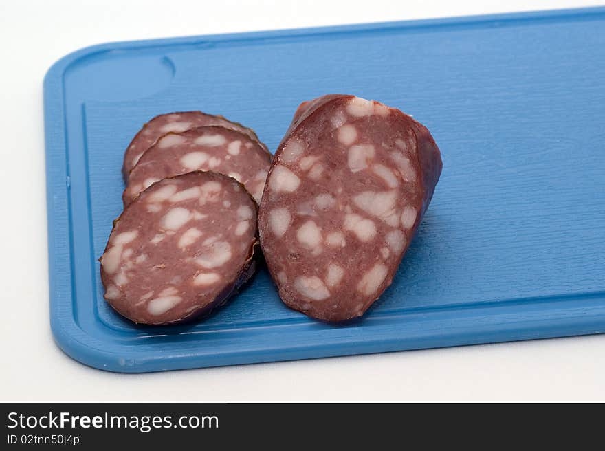 Sausage on a chopping board