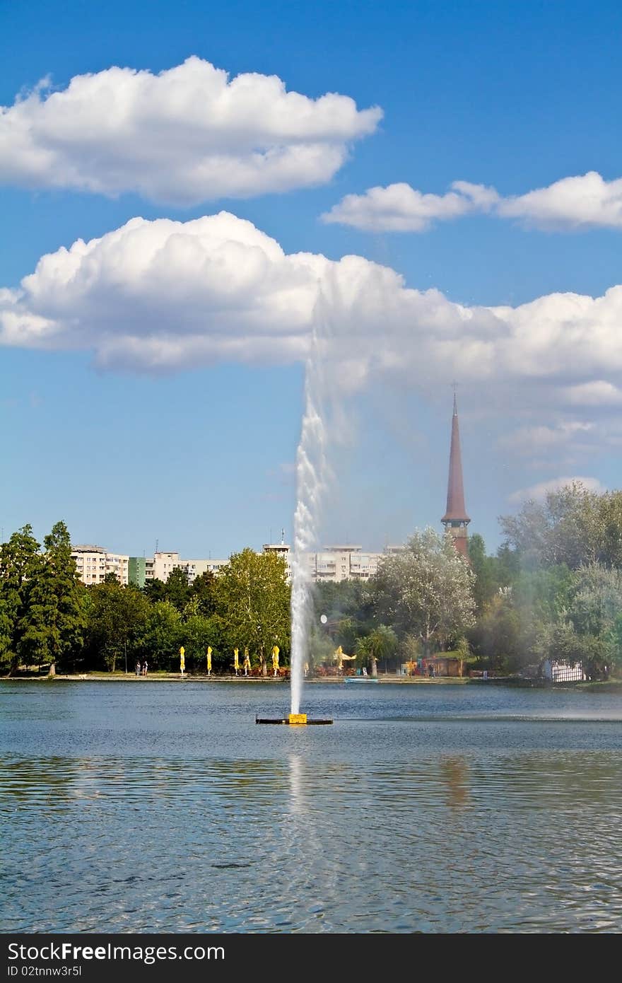 Pond in the park on a summer day