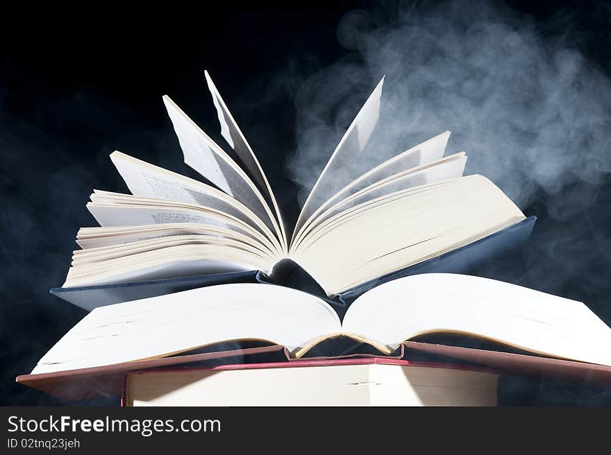 Books isolated on the black background