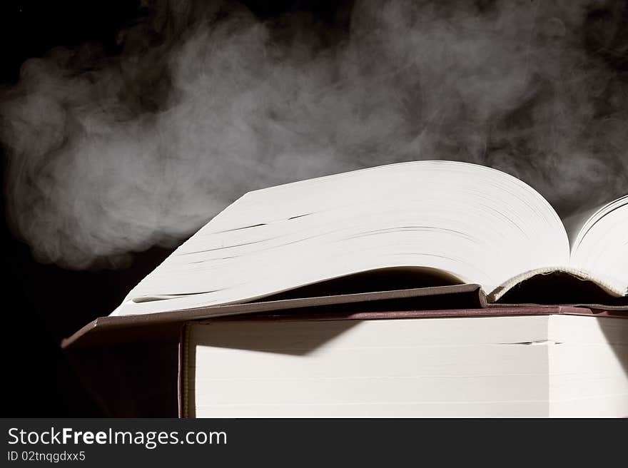 Books isolated on the black background