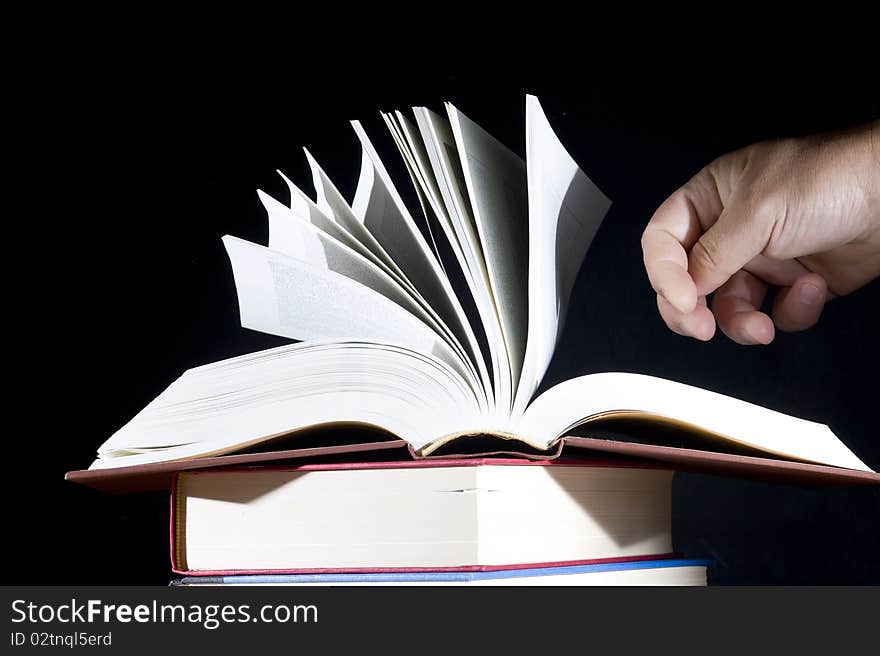 Books isolated on the black background