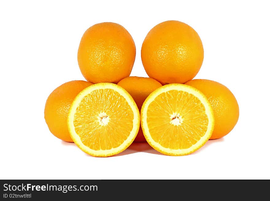 Orange, citrus fruit isolated on white background