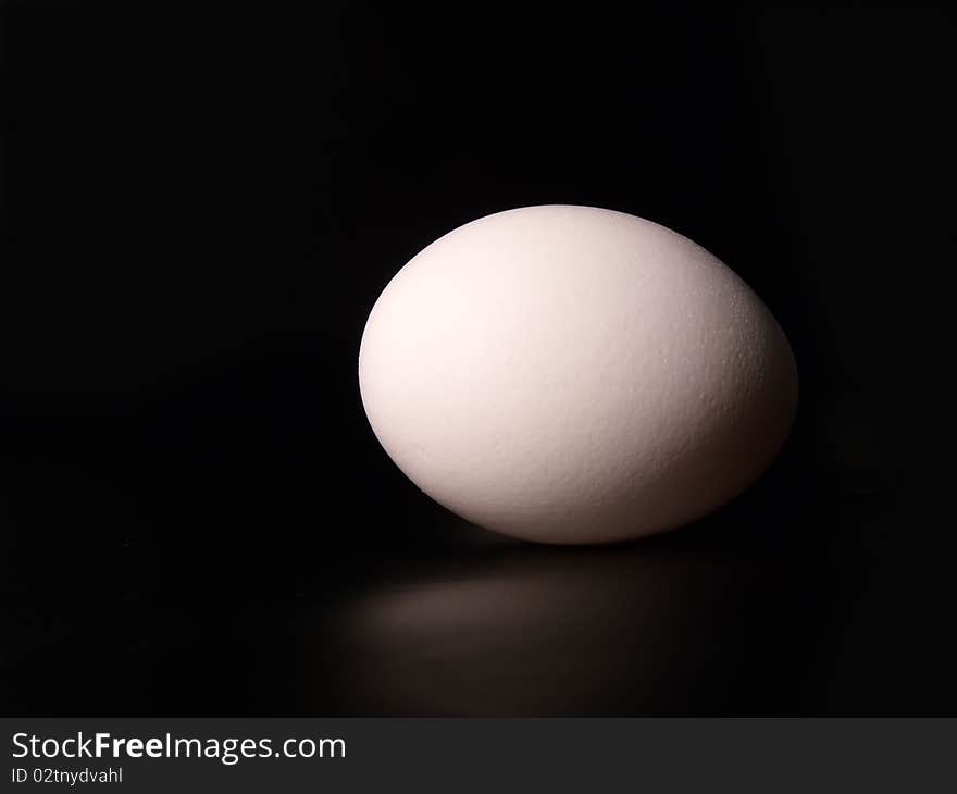 One egg on black background. One egg on black background