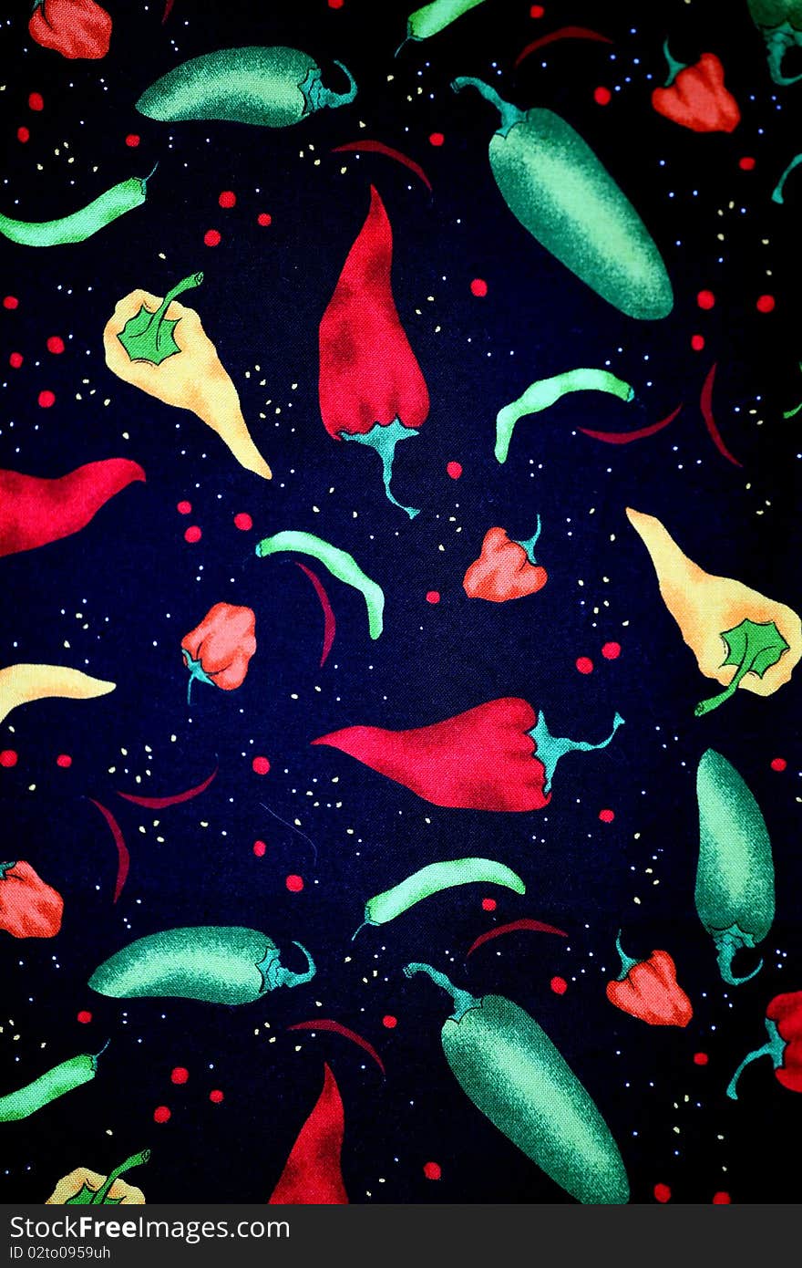 Closeup of red and green hot chili peppers illustrated.