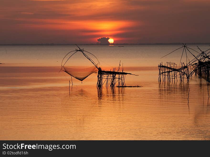 Fishing tool and sunrise