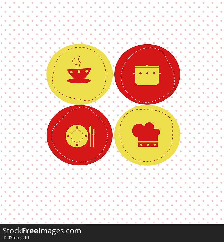 Card with kitchen elements, vector illustration