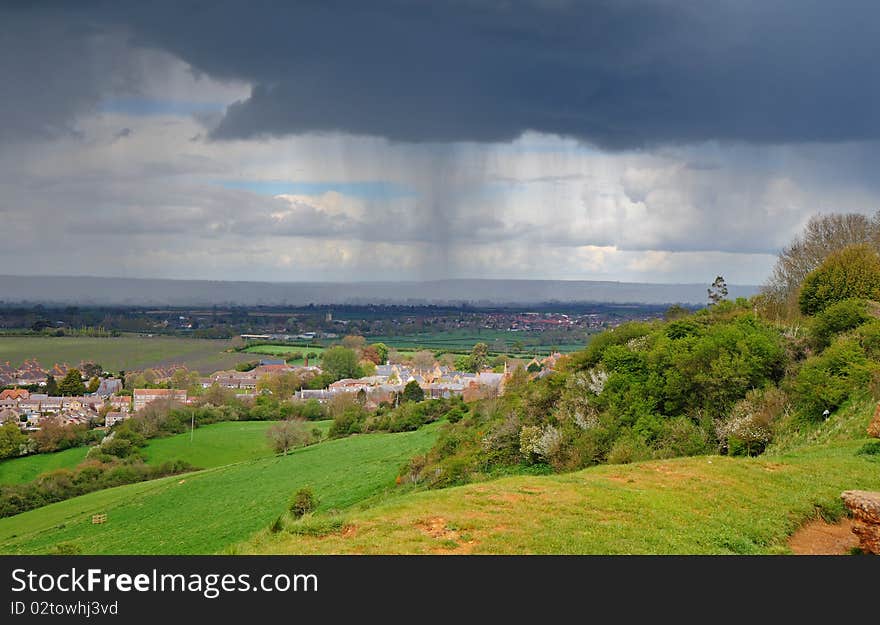 An English Rural Landscape with stormy skies