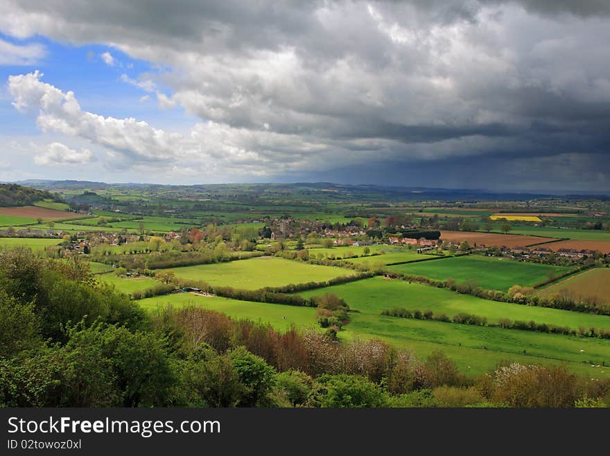 An English Rural Landscape with Hamlet