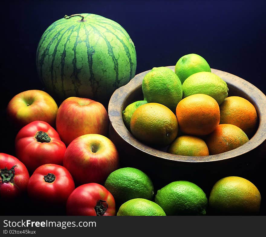 Fruit on a black background