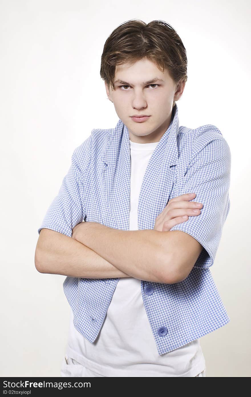 Male fashion model posing in suit jacket