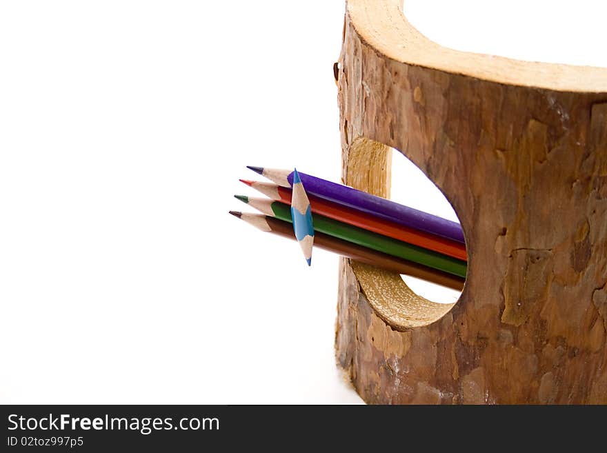 Colored pencils in the branch hole