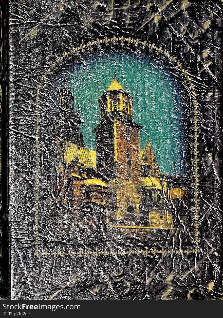 Old, antique book cover - closeup. Old, antique book cover - closeup