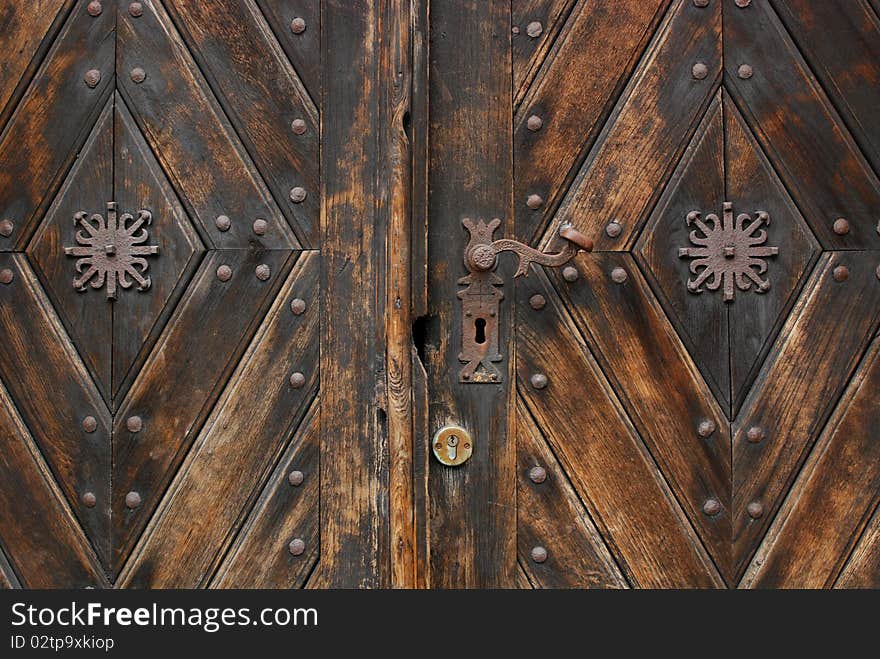 Old wooden door with aged paint texture