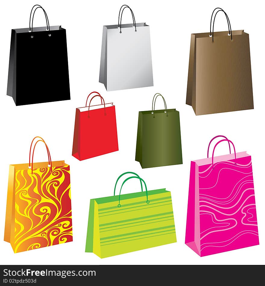 Vector set of colorful paper bags